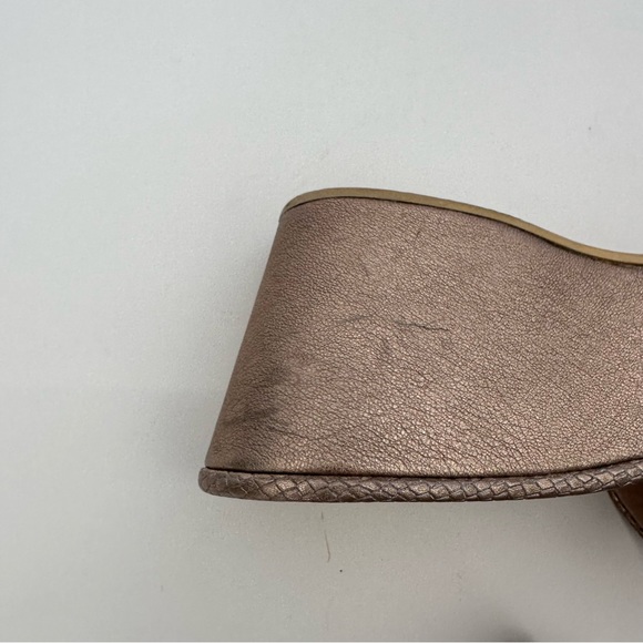 Gianni Ferrante Italian Gold Summer Platform Wedge Slide Sandal Size 38 - Picture 16 of 16